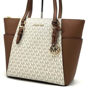 Michael Kors Large Charlotte Tote Bag Vanilla/Brown